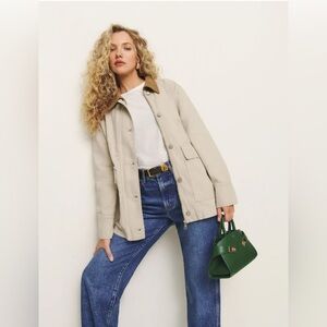 Reformation Archer Denim Coat in Coyote